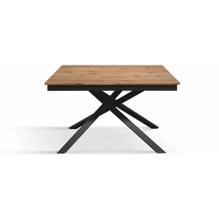 Tavolo VOLPAIA in legno, finitura rovere rustico e base in metallo verniciato antracite, allungabile 140x80 cm - 190x80 cm