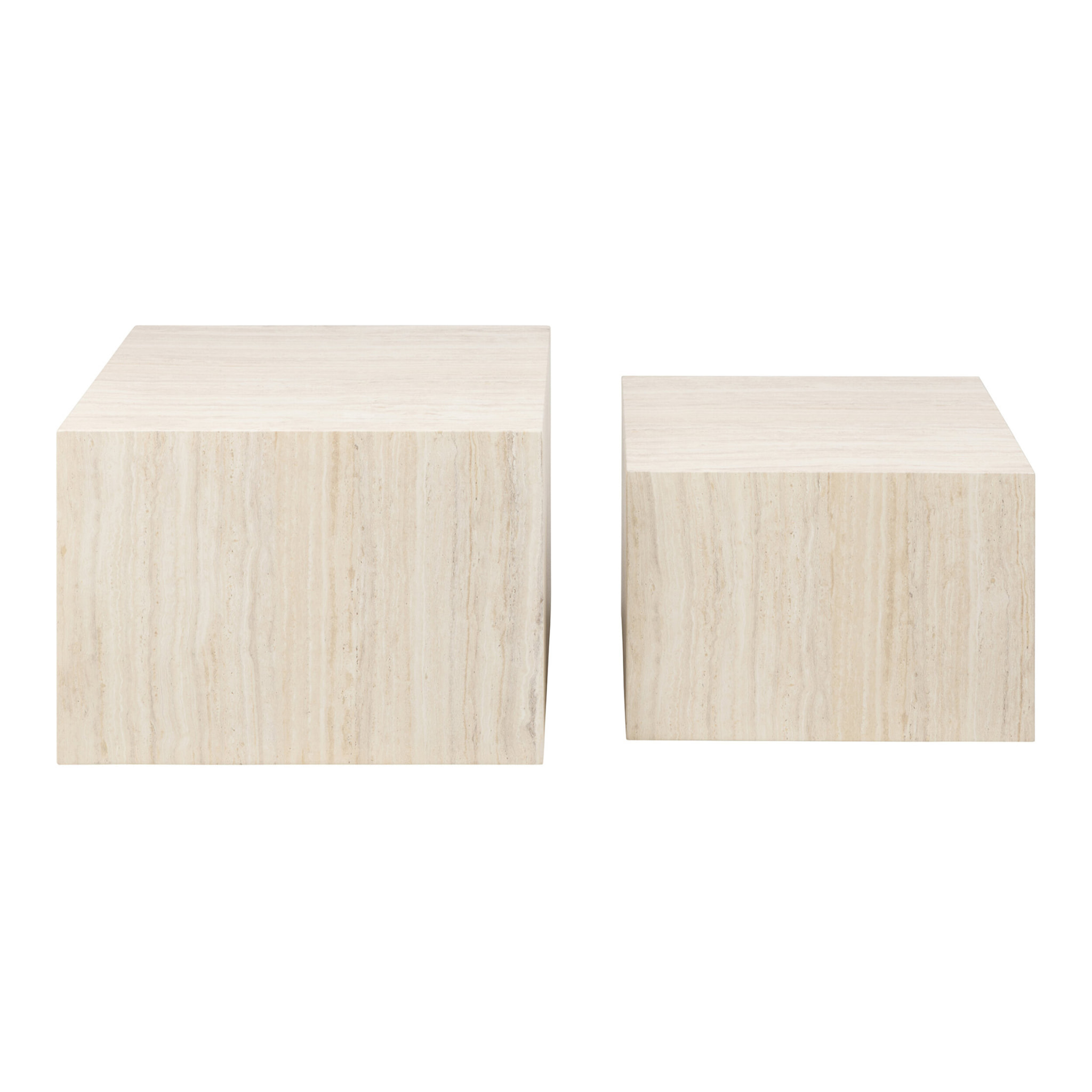 Pueblo - lot de 2 tables basses - effet travertin - 58 et 50 cm - Beige
