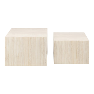 Pueblo - lot de 2 tables basses - effet travertin - 58 et 50 cm - Beige