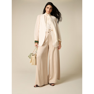 Oltre - Pantalones palazzo en raso de viscosa - Blanco
