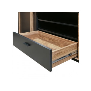 Meuble TV en bois effet chêne et noir L155cm - YAL