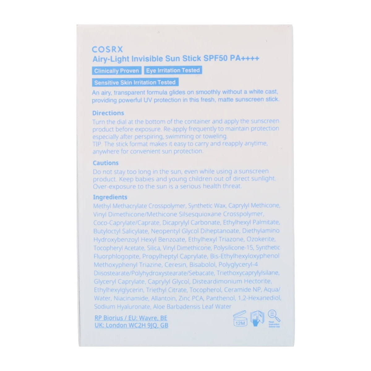 Airy-Light Invisible Sun Stick Cosrx 19g