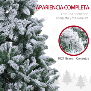 Árbol de Navidad 210 cm Árbol de Navidad Artificial Nevado con 1021 Ramas y Soporte de Metal Árbol Navideño para Salón Interior Verde
