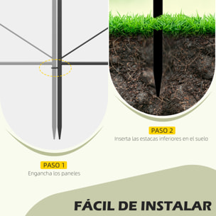 Vallas Decorativas para Jardín de 5 Paneles 305x62 cm Cerca de Privacidad de Metal con Estacas y Bordes de Césped Barrera para Animales Negro