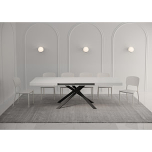 Table extensible 90x140/400 cm Karida frêne blanc pieds anthracite