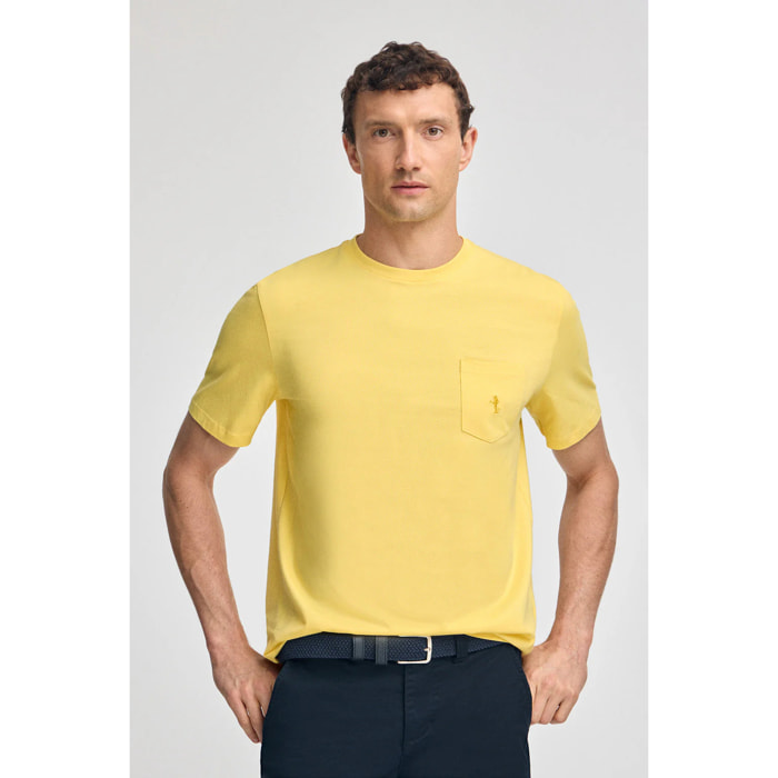 Maglietta gialla a maniche corte con taschino e ricamo Rigby Best