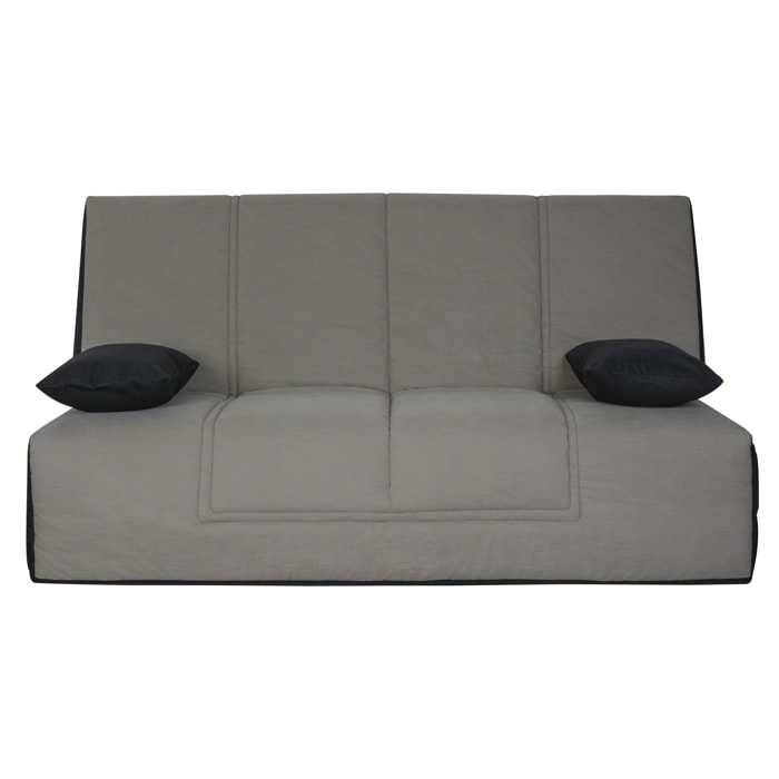 Banquette CC VIRGINIA 130x190, matelas Dunlopillo, coton gris