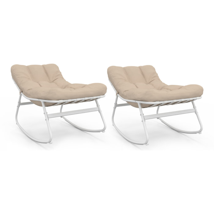 Fauteuils de jardin à bascule Ariane coussin beige - lot de 2