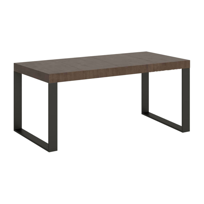 Table extensible 90x90/246 cm Tecno Premium Noyer cadre Anthracite