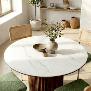 Table à manger ronde en céramique bicolore 6 places - MIRA