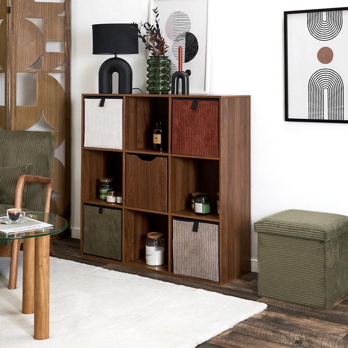 Cube de rangement - HOME DECO FACTORY - TIFFANY - Pliable - Bois foncé