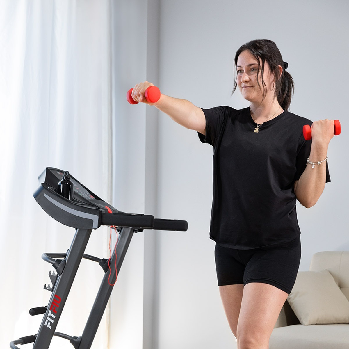 Cinta de correr plegable FITFIU 20km/h pulsómetro y conexión KINOMAP