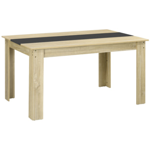 Table à manger rectangulaire 6 personnes - dim. 140L x 90l x 75H cm - aspect chêne clair noir