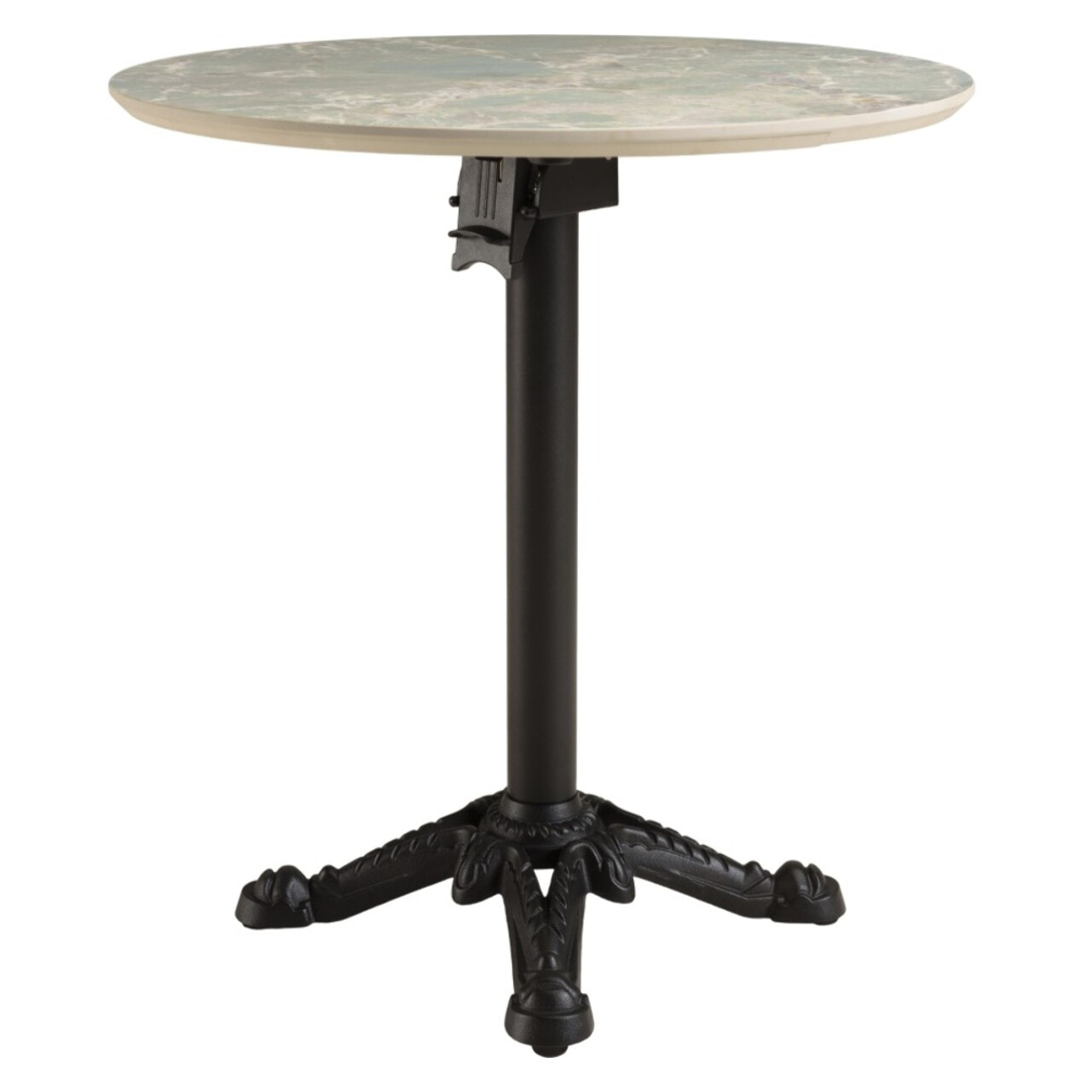 ICARE - Ensemble n°1: table bistrot D70cm pliable en céramique marbré vert