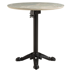 ICARE - Ensemble n°1: table bistrot D70cm pliable en céramique marbré vert