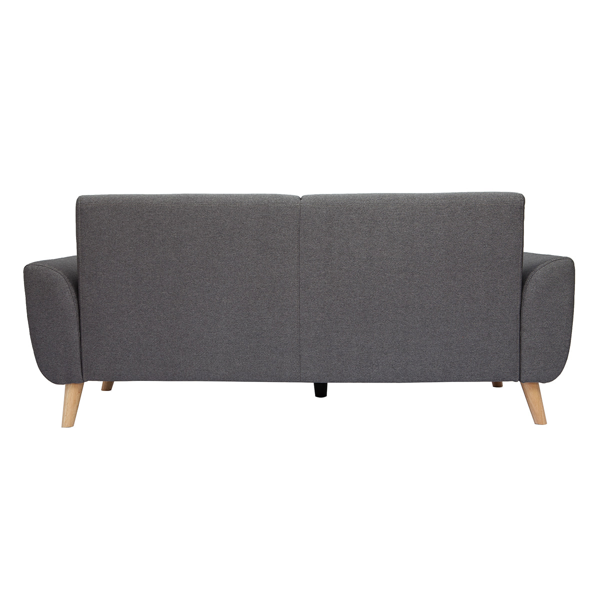 Canapé scandinave 3 places en tissu gris foncé et bois clair EKTOR