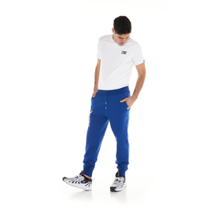 Pantalones básicos de hombre Leone con logo grande en algodón sin cepillar.