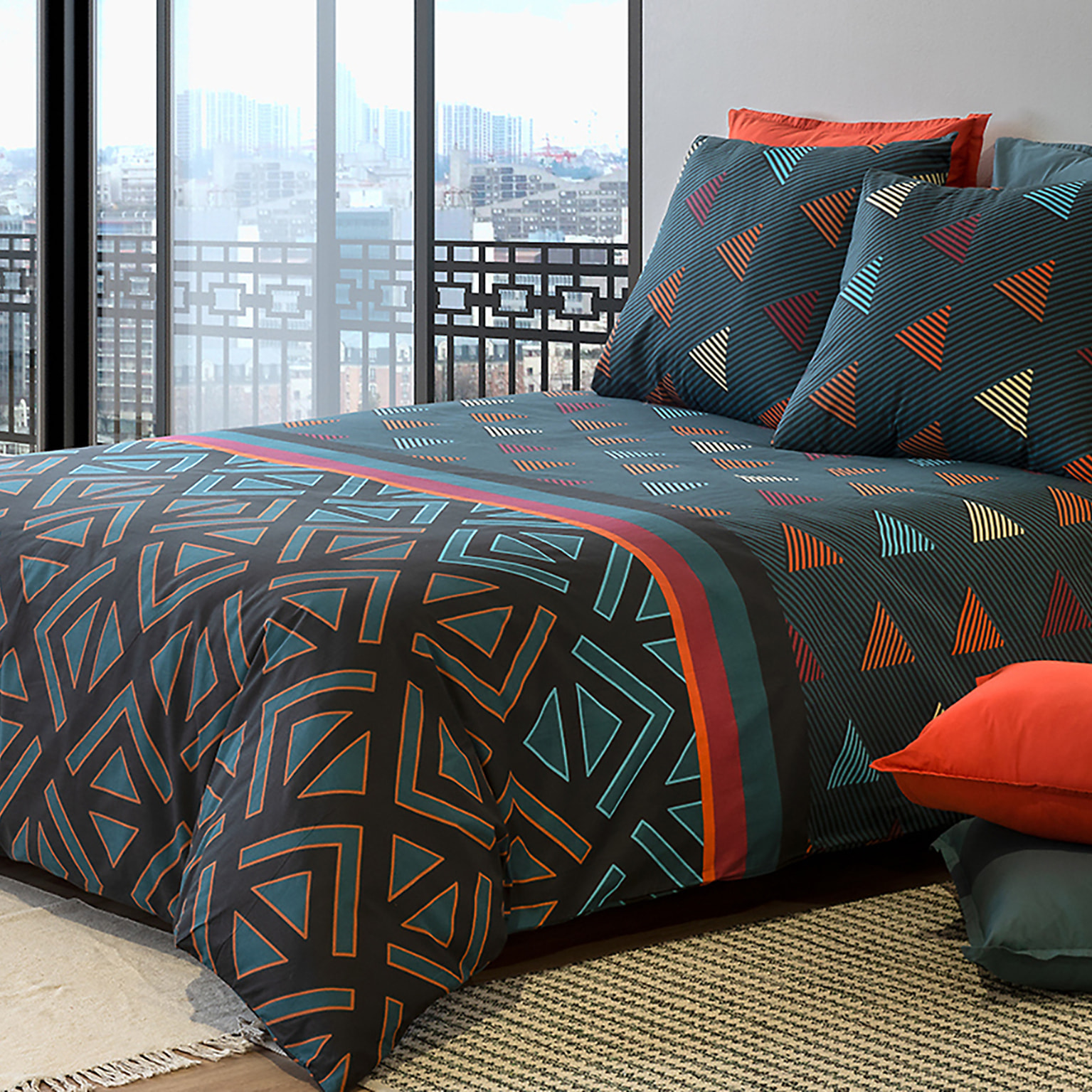 Parure Housse De Couette 3pcs 100% coton 57fils Holi