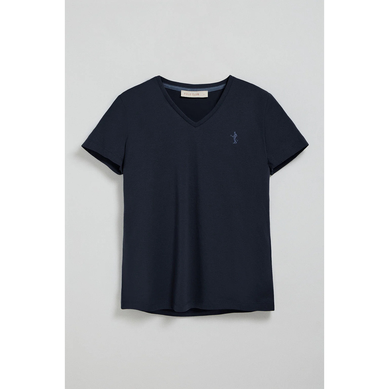 Camiseta azul marino de escote en pico y bordado Rigby Best