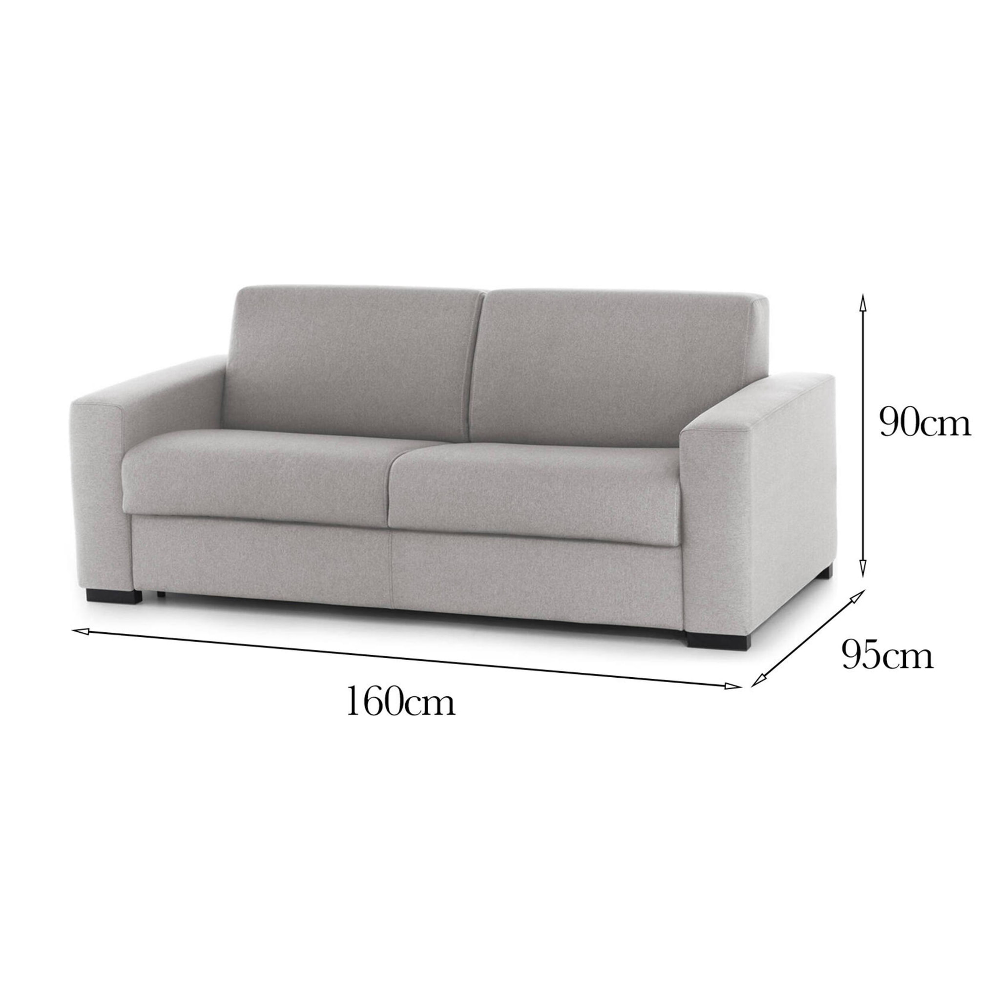 Divano fisso Selene, Divano a 2 posti, 100% Made in Italy, Sofà Soggiorno, in tessuto imbottito, con Braccioli slim, Cm 160x95h90, Grigio