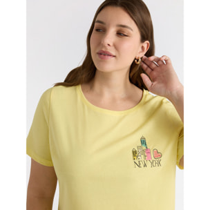 Fiorella Rubino - Camiseta con bordado de Nueva York - Amarillo