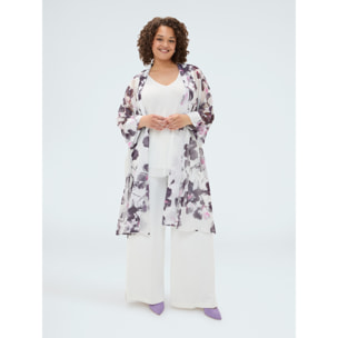 Fiorella Rubino - Caftán de georgette con estampado floral - Blanco