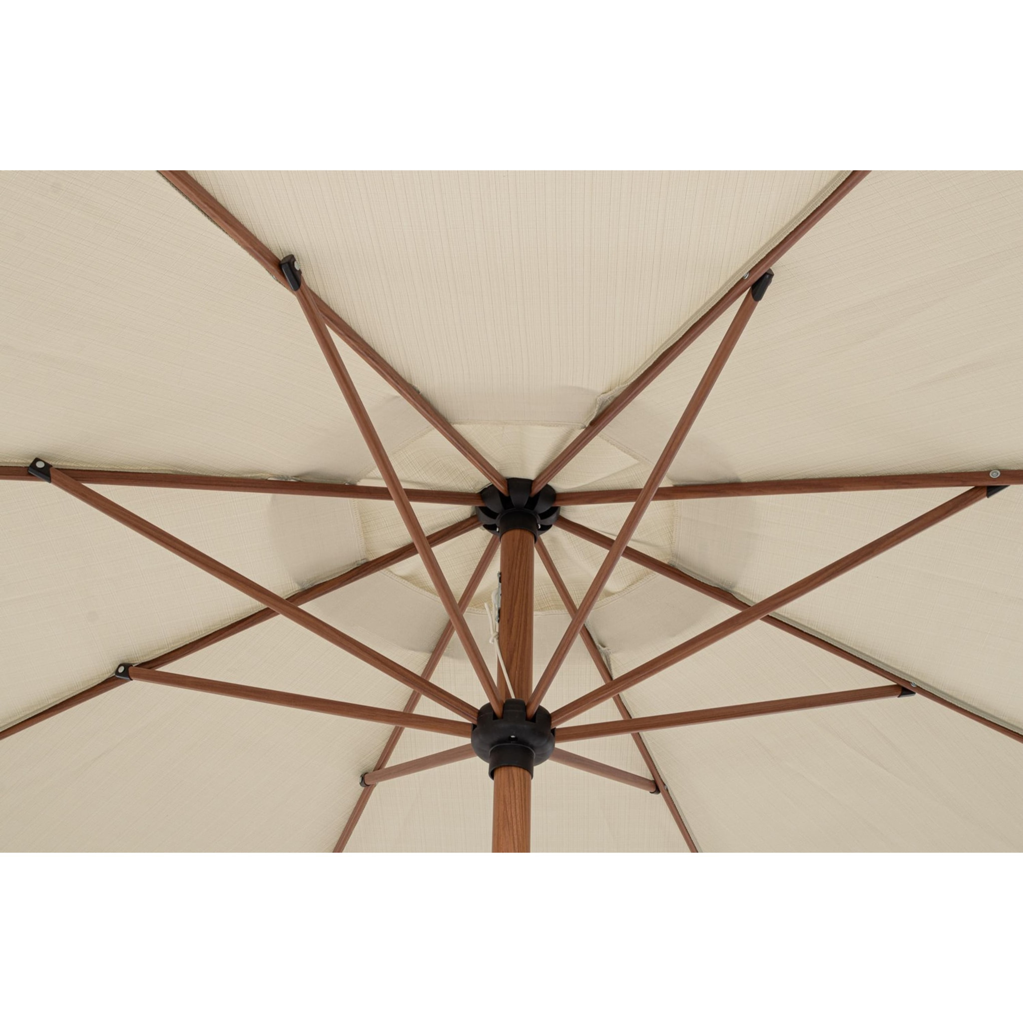 Ombrellone a palo centrale PALINURO in acciaio effetto legno e tessuto beige, 3m