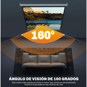 Pantalla de Proyector Manual 85 Pulgadas Pantalla de Proyección Portátil Formato 1:1 para Interior y Exterior Cine en Casa Patio 146x146 cm Blanco