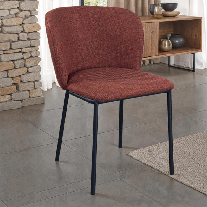 Lot de 4 chaises de salle à manger Tomasucci NENE', en tissu, rouge brique, 60 × 56 × 76 cm