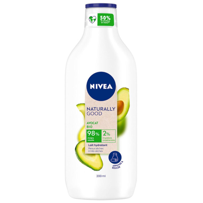 Pack de 3 - NIVEA Lait hydratant NATURALLY GOOD Avocat BIO Hydratation intense 48h 200ml