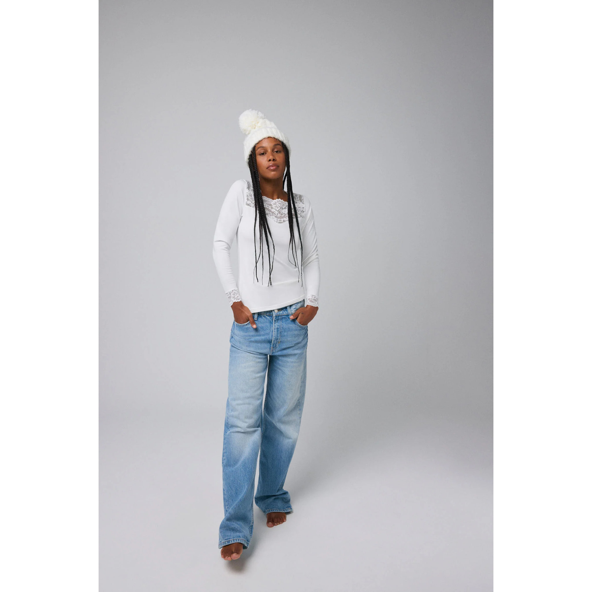 Maglia termica in pizzo a maniche lunghe