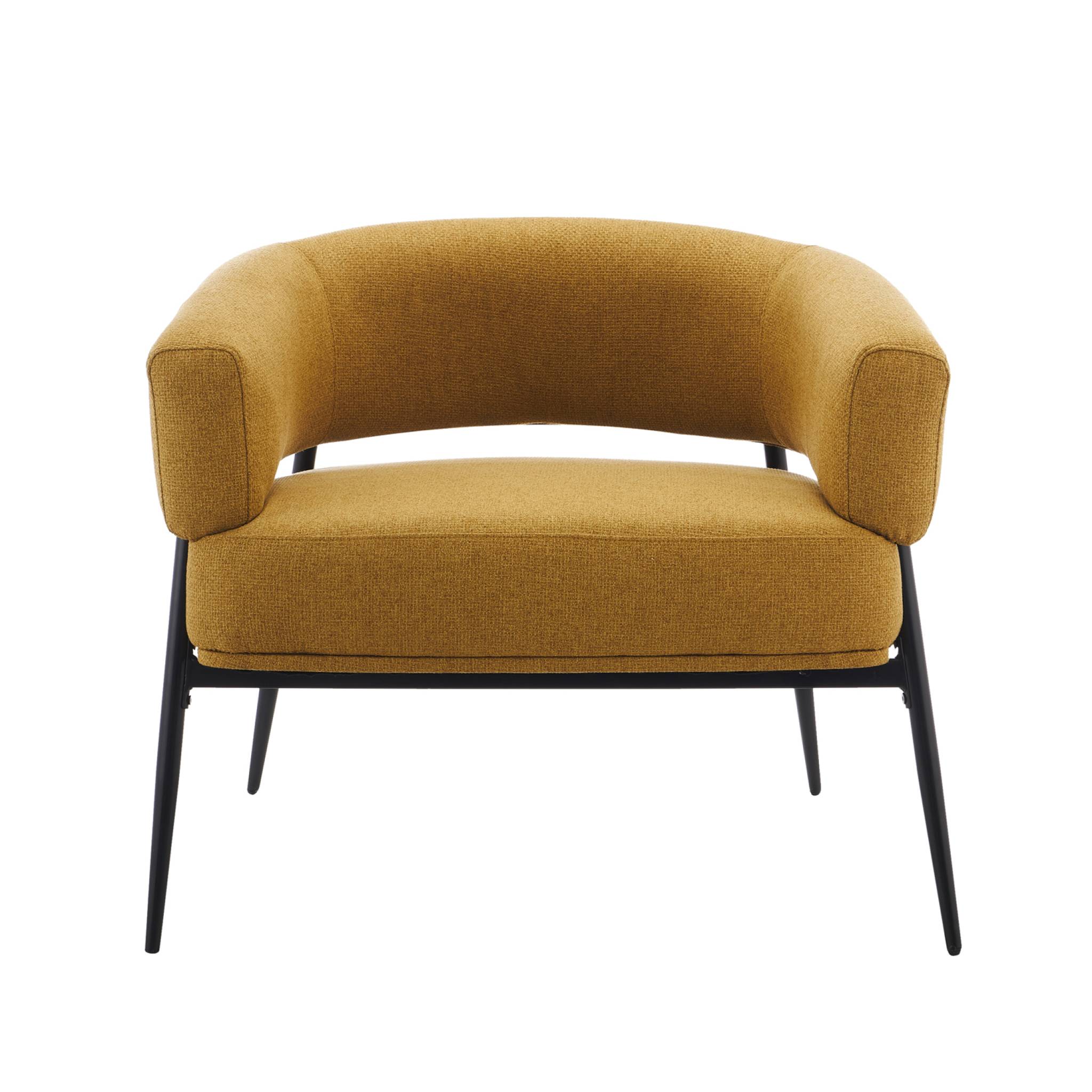 Fauteuil tissu dossier incurvé piétement métal CRISTO