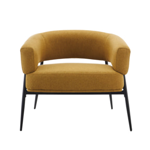 Fauteuil tissu dossier incurvé piétement métal CRISTO