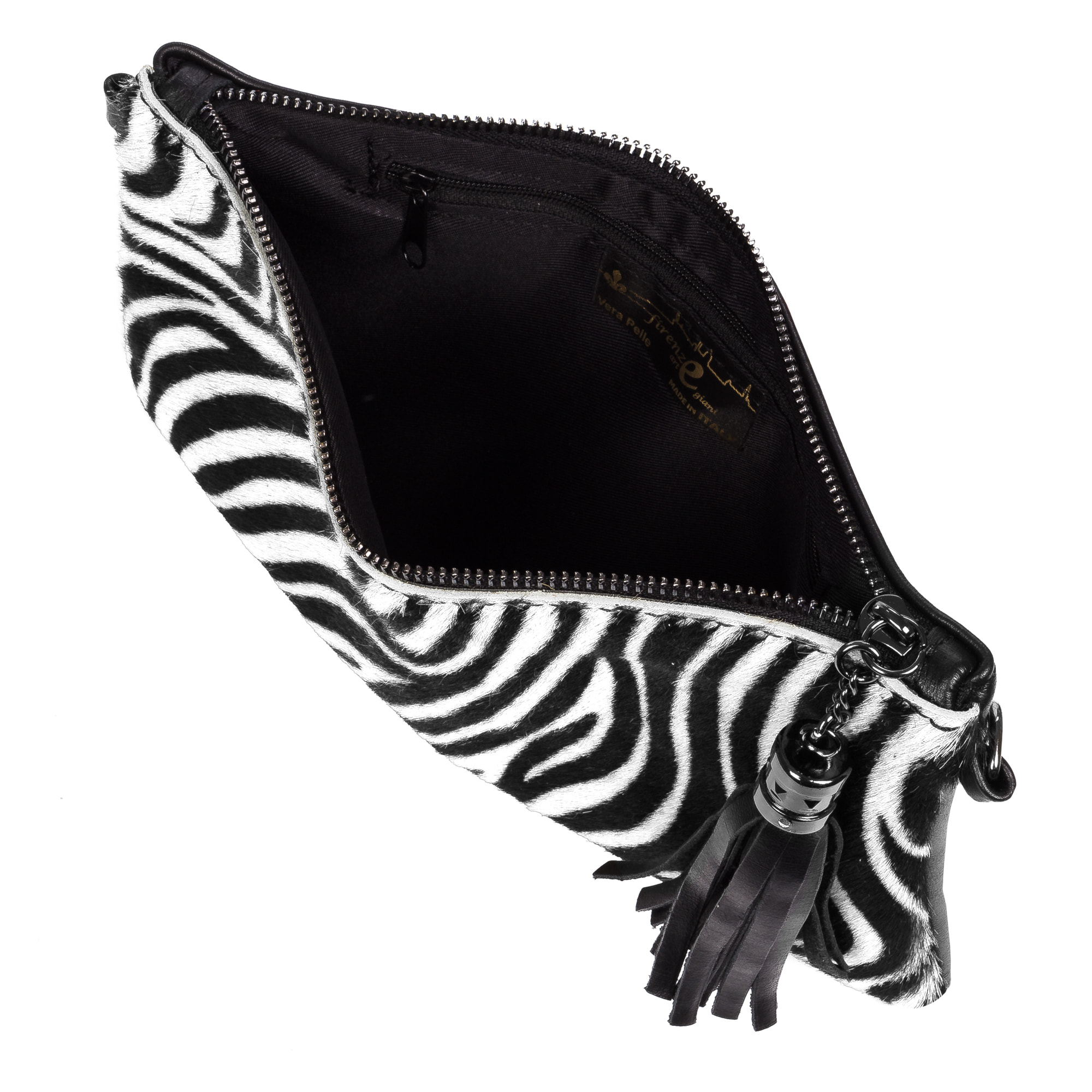 Ermine Bolso bandolera Mujer.Piel auténtica Sauvage  Cavallino Cebra