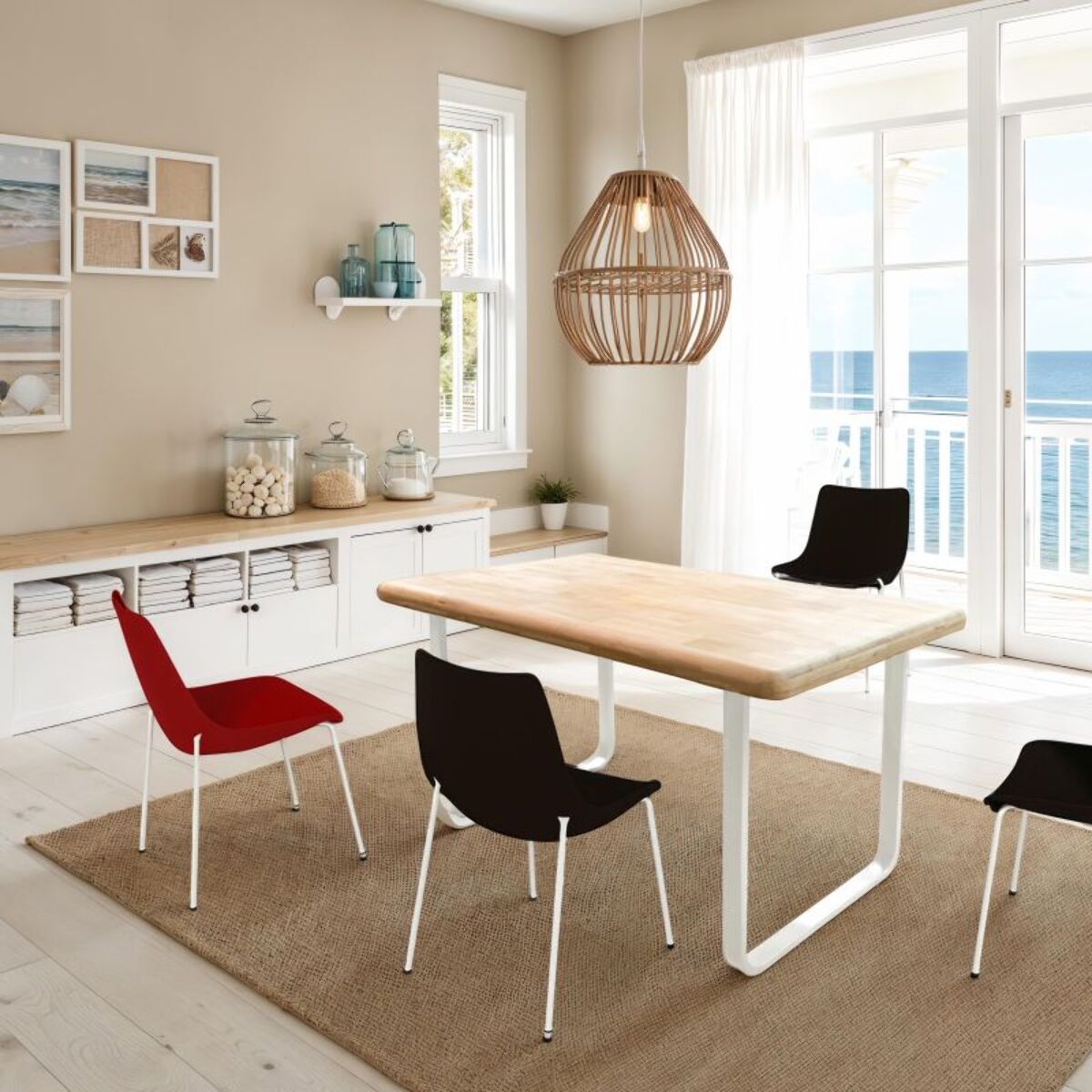 Mesa de comedor Haruna Blanco - Roble