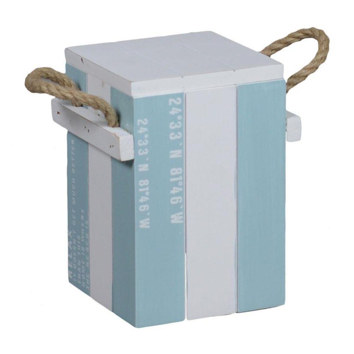 Scatola in legno mare bianco/azzurro rettangolare cm14,5x12h18