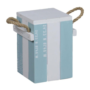 Scatola in legno mare bianco/azzurro rettangolare cm14,5x12h18