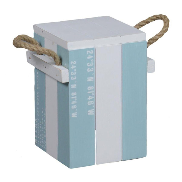 Scatola in legno mare bianco/azzurro rettangolare cm14,5x12h18