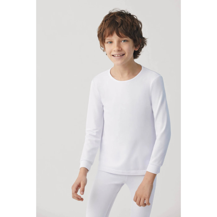 Maglietta termica bianca a maniche lunghe per bambini