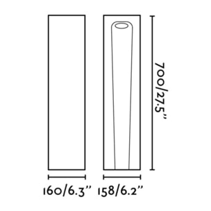 GROT 600 Lampada paletti muro grigio 2700K
