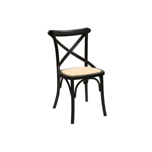 Chaises bistrot en bois noir et cannage en rotin (lot de 2) MARCEL