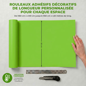 Rouleau adhésif décoratif Vinyle au Mètre - Vert pomme - Sticker Lavable Imperméable Mur Cuisine Meubles