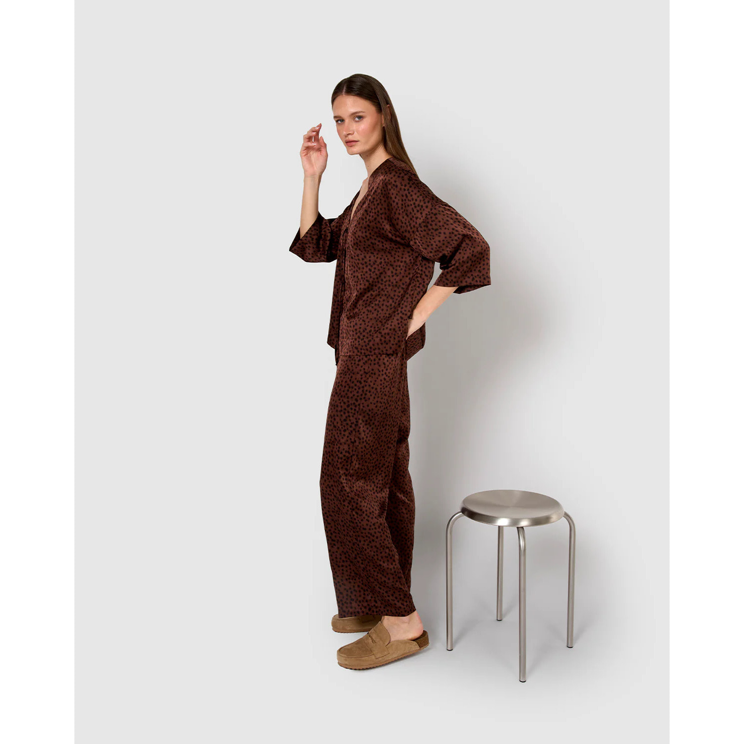 Blusa satén lazos grida teja
