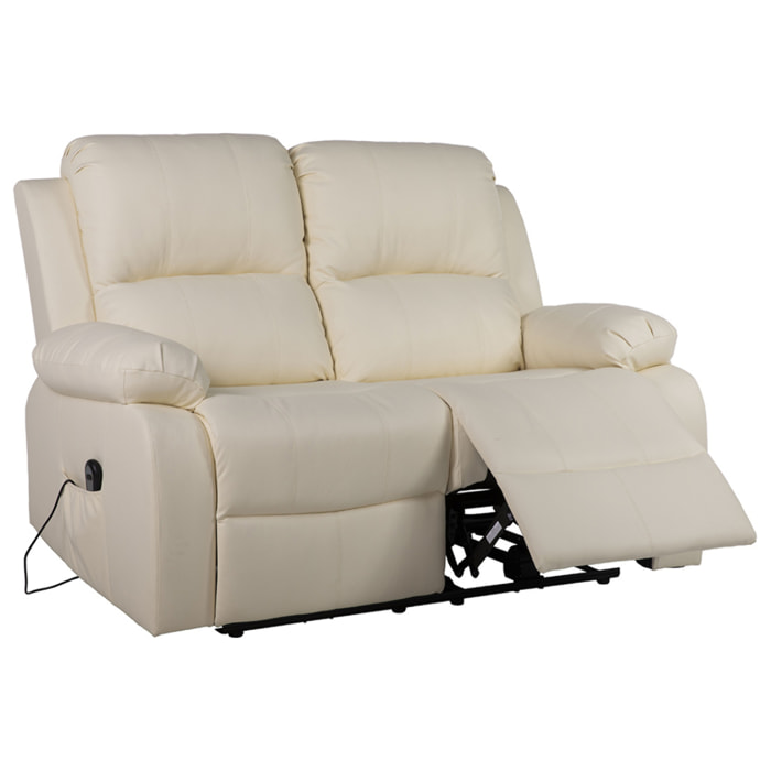 Armand - Canapé 2 places relax électrique en simili - Beige