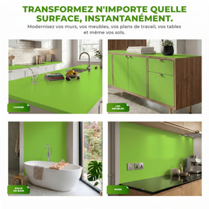 Rouleau adhésif décoratif Vinyle au Mètre - Vert pomme - Sticker Lavable Imperméable Mur Cuisine Meubles