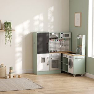 Cuisine enfant modulable tout équipée avec accessoires effets sonores lumineux blanc vert
