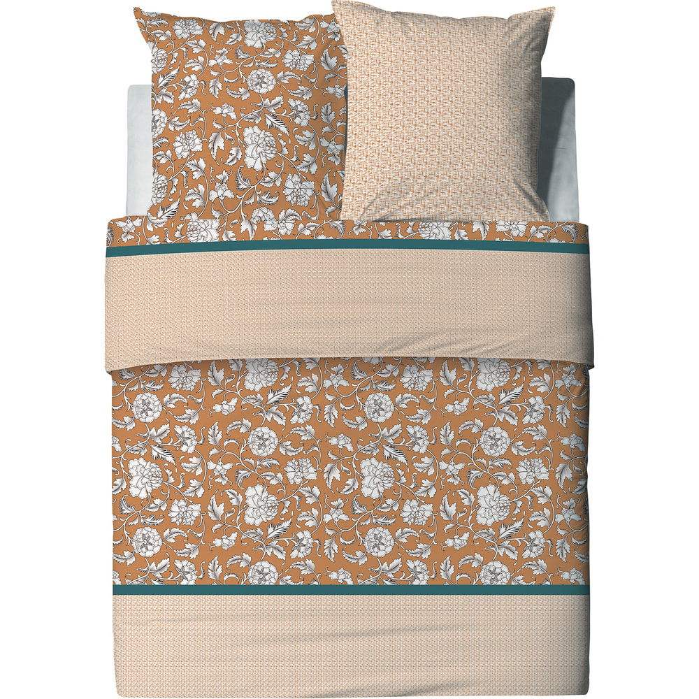 Parure housse de couette Coton 57fils LONI Orange