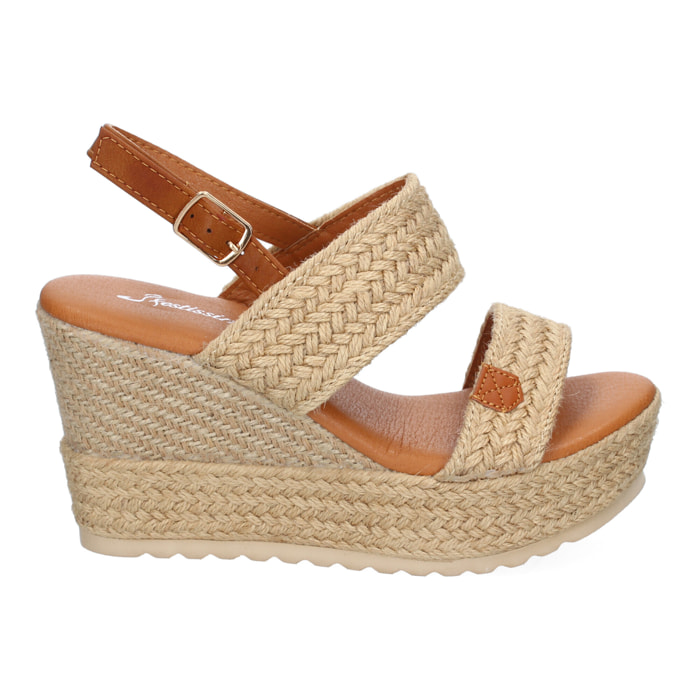 Sandalia de Cuña de Yute para Mujer, Diseño Comodo y Elegante con Pala Abierta