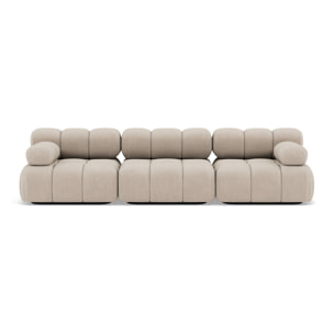 Ruby - canapé droit modulable 3 places en velours texturé - Beige