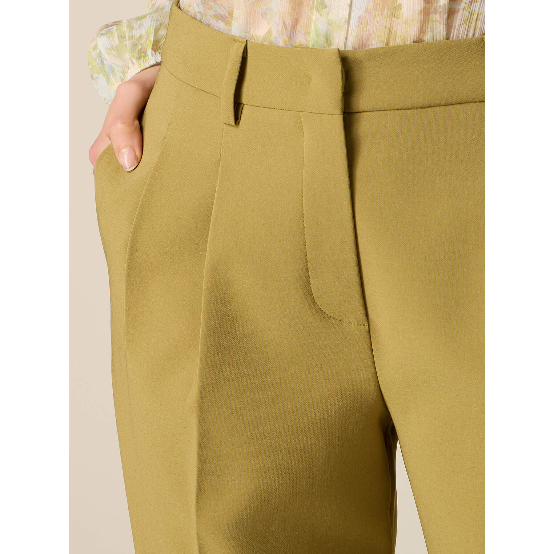 Oltre - Pantaloni cropped con pinces - Verde